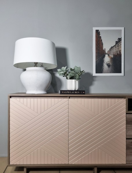 Комодино MODERNO-1800 В-1, Делано серый, Ф-3 Бисквит мат