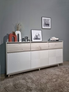 Комодино MODERNO-1800 В-2, Сосна Лапландия, Ф-4 Меренга мат